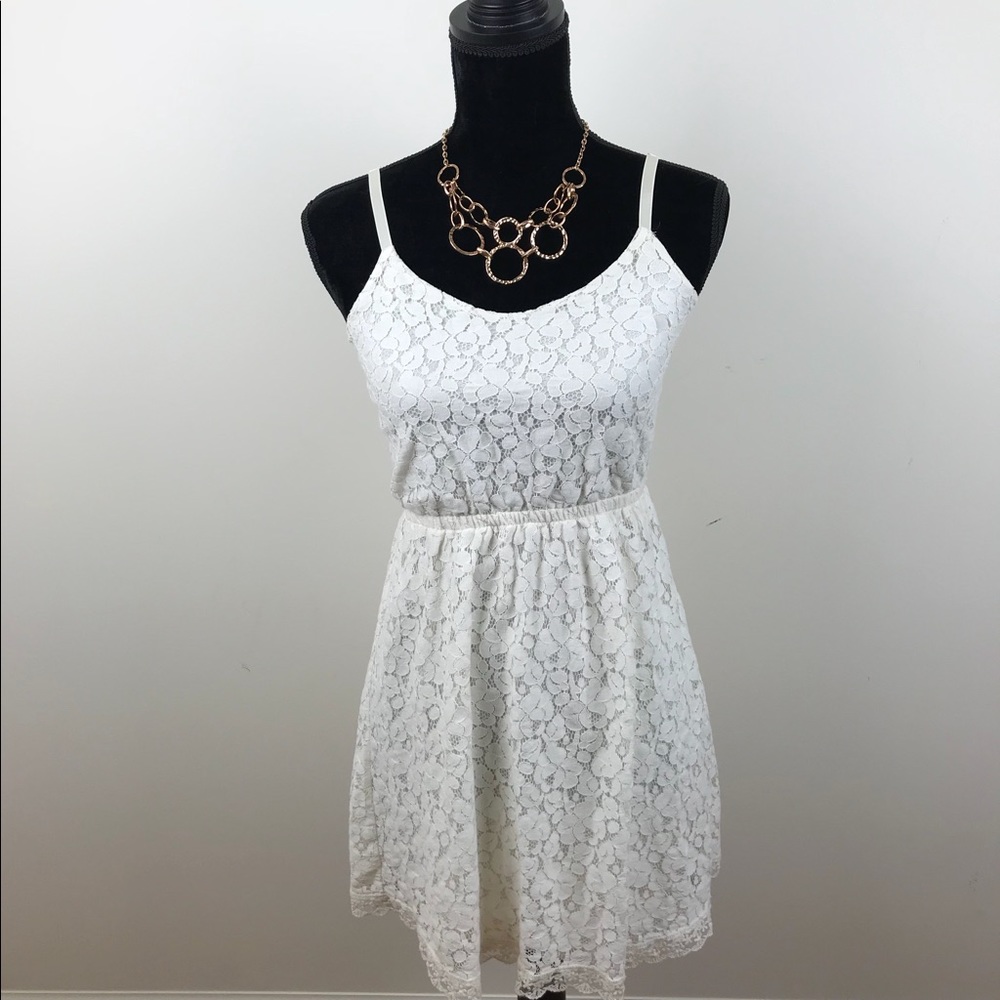 Lush cream floral lace dress